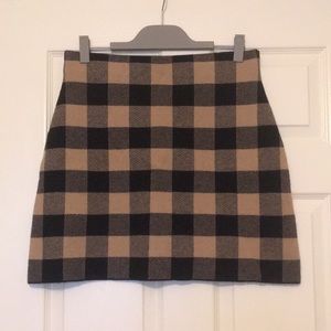 Mango Tan and Black Check Knit Skirt